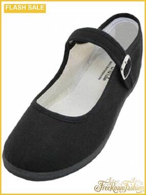 Cotton Mary Jane Ballet Flats Comfortable Buckle Closure